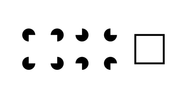 Black geometric symbols arranged in a sequence next to a black outlined square